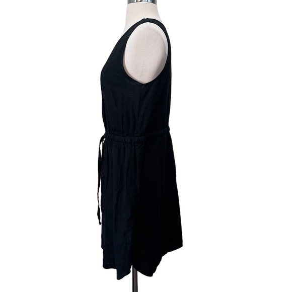 OLD Navy linen blend tie waist black dress size M - Picture 2 of 8